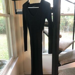 Black Knit Dress with Hood Small